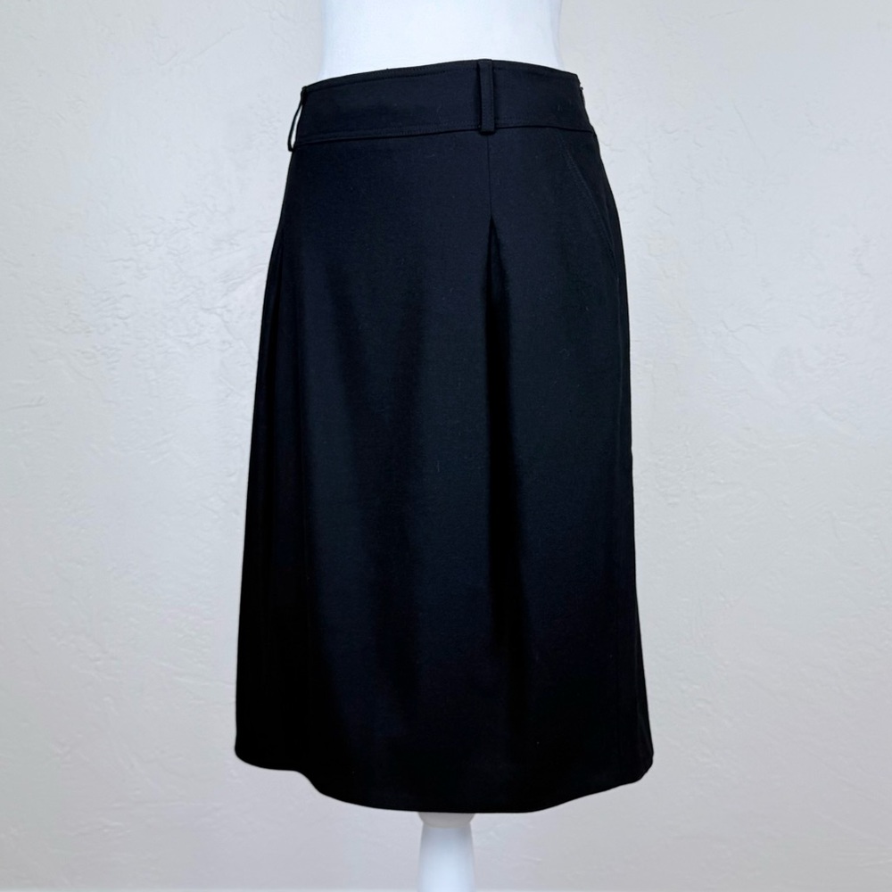 Burberry London Black Cashmere Angora Wool Blend Box Pleat Skirt Pockets 10 US - Picture 2 of 16